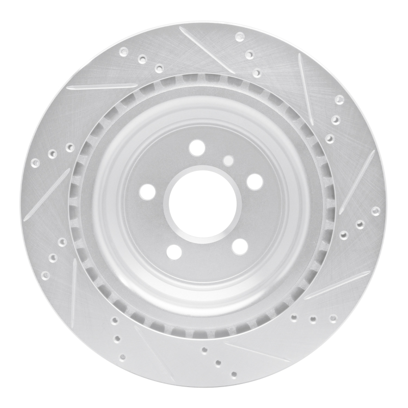 Mercedes-Benz GL450 Brake Rotor (1) - Rear Left - R1 Concepts - Drilled & Slotted - Silver - `13-`19